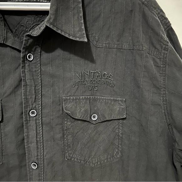 Denim Originals Black Pinstripe Short Sleeve Button Down - Picture 3 of 9